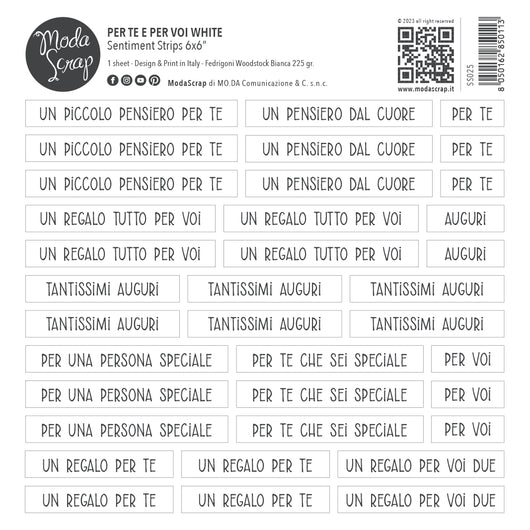 MODASCRAP SENTIMENT STRIPS - PER TE, PER VOI WHITE