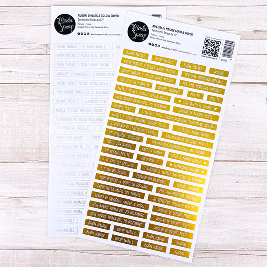 MODASCRAP SENTIMENT STRIPS - AUGURI DI NATALE GOLD & SILVER