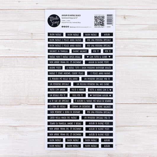 MODASCRAP SENTIMENT STRIPS - AUGURI DI NATALE BLACK