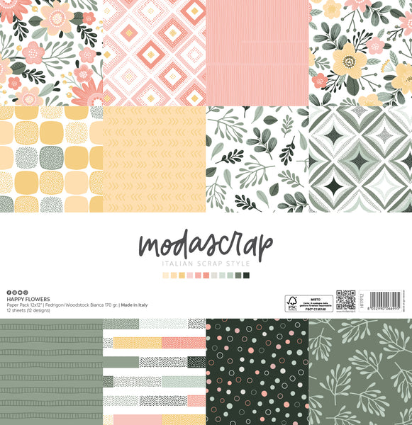 MODASCRAP - PAPER PACK HAPPY FLOWERS 12x12