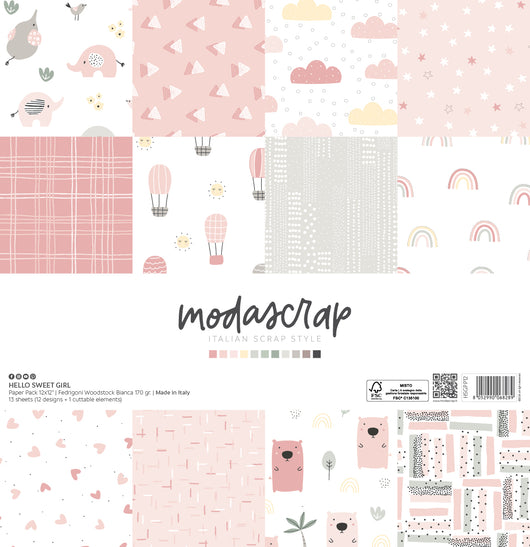 MODASCRAP - PAPER PACK HELLO SWEET GIRL 12x12