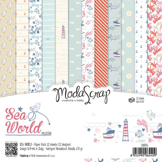 MODASCRAP - PAPER PACK 6X6 SEA WORLD - 24 FOGLI
