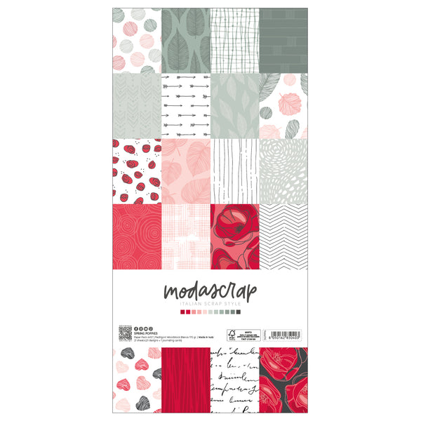 MODASCRAP - PAPER PACK SPRING POPPIES 6X12