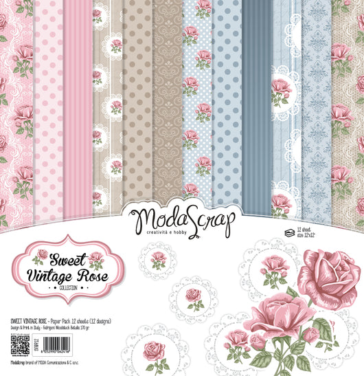 MODASCRAP - PAPER PACK 12X12 SWEET VINTAGE ROSE