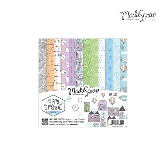 MODASCRAP - PAPER PACK HAPPY TRAVEL 6x6