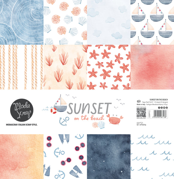 MODASCRAP - PAPER PACK SUNSET ON THE BEACH 12x12