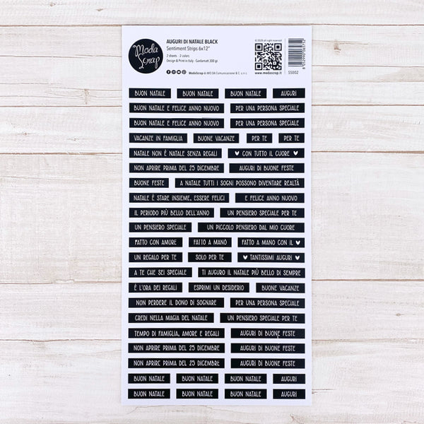 MODASCRAP SENTIMENT STRIPS - AUGURI DI NATALE BLACK